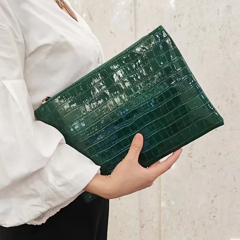 Women's Crocodile Pattern Envelope Clutch
