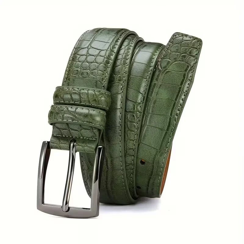 Men's Pin Buckle Belt Crocodile Pattern - Jeans Casual Men's Belt 1 1/8" - Perfect Belt for Everyday Use